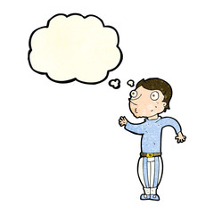 cartoon man in loud clothes with thought bubble