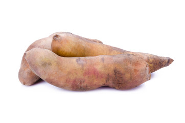 Fresh Yacon roots on white background