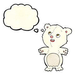 cartoon happy little polar bear with thought bubble