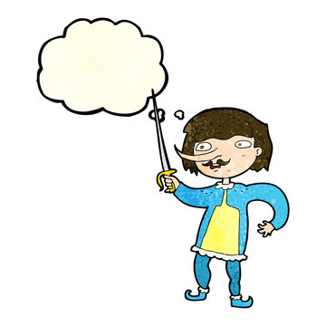 recommend clip art: cartoon man with sword with thought bubble