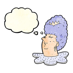 cartoon queen head with thought bubble