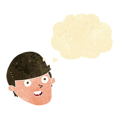 cartoon man with big chin with thought bubble