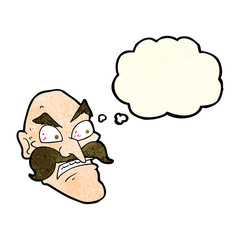 cartoon angry old man with thought bubble