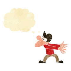 cartoon annoyed man gesturing with thought bubble