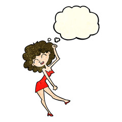 Obraz na płótnie Canvas cartoon dancing woman with thought bubble