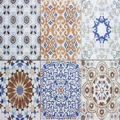 Colorful vintage ceramic tiles wall decoration