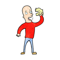 cartoon bald man with wig
