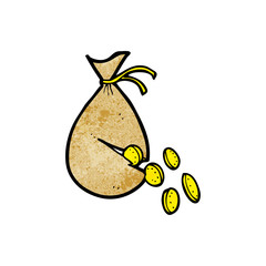 cartoon money in bag