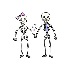 cartoon skeletons in love