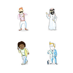 Cartoon Man People Set Businessman Mix Race