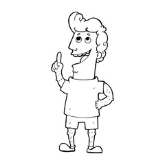 line drawing cartoon  man with idea