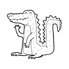 line drawing cartoon  crocodile