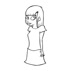 line drawing cartoon  girl