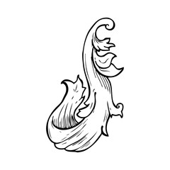 traditional hand drawn floral swirl