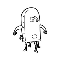 line drawing cartoon  funny robot