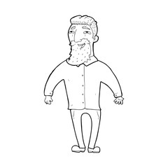 line drawing cartoon  happy man with beard
