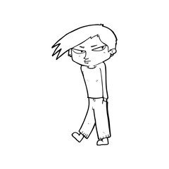 line drawing cartoon  grumpy boy