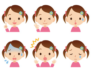 子供　女の子　表情ポーズ　セット