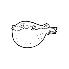 line drawing cartoon  blowfish