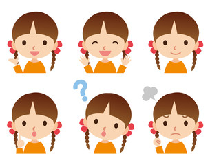 子供　女の子　表情ポーズ　セット