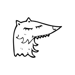 line drawing cartoon  wolf