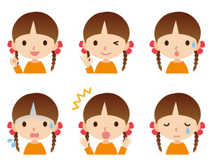 子供　女の子　表情ポーズ　セット