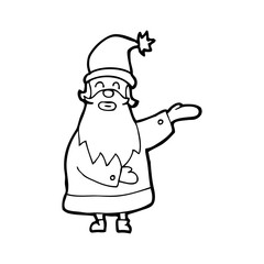 line drawing cartoon  santa
