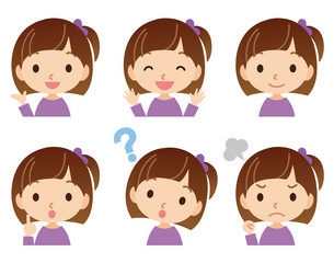 子供　女の子　表情ポーズ　セット