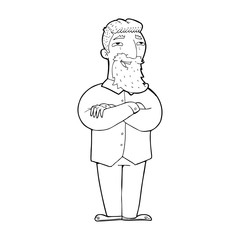 line drawing cartoon  happy man with beard