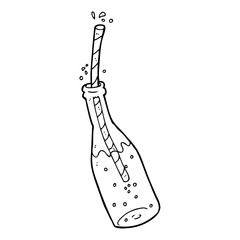 line drawing cartoon  fizzy drink and straw