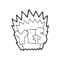 line drawing cartoon  yes symbol