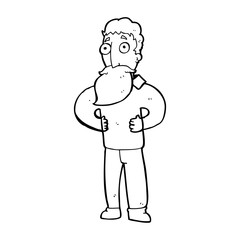 line drawing cartoon man with beard