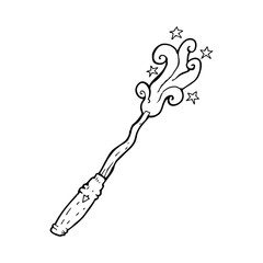 line drawing cartoon  magic wand