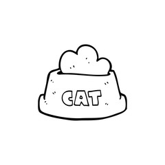 line drawing cartoon  cat food