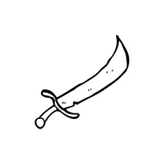 line drawing cartoon  sword