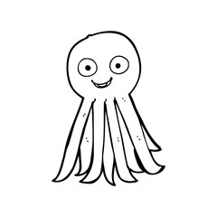 line drawing cartoon  octopus