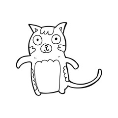 line drawing cartoon  cat