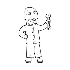 line drawing cartoon  mechanic