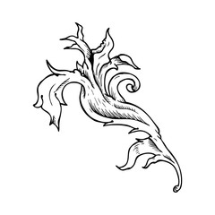 traditional hand drawn floral swirl