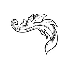 line drawing cartoon  traditional hand drawn floral swirl