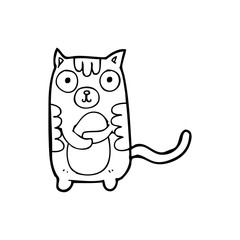 line drawing cartoon  cat