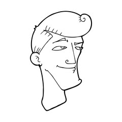 line drawing cartoon  confident man
