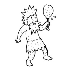 line drawing cartoon  cave man