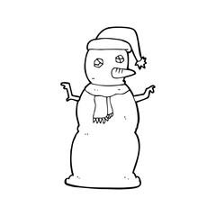 line drawing cartoon  snowman