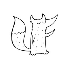 cute line drawing cartoon  fox