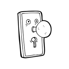 line drawing cartoon  door knob