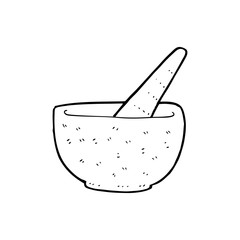 line drawing cartoon  pestle and mortar