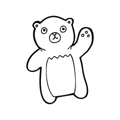 line drawing cartoon  waving bear