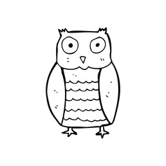 line drawing cartoon  owl