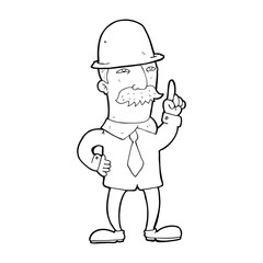 line drawing cartoon  man in bowler hat